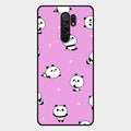Cute Panda Pink Glass Case Cover For Redmi 9 Prime