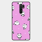 Cute Panda Pink Glass Case Cover For Redmi 9 Prime