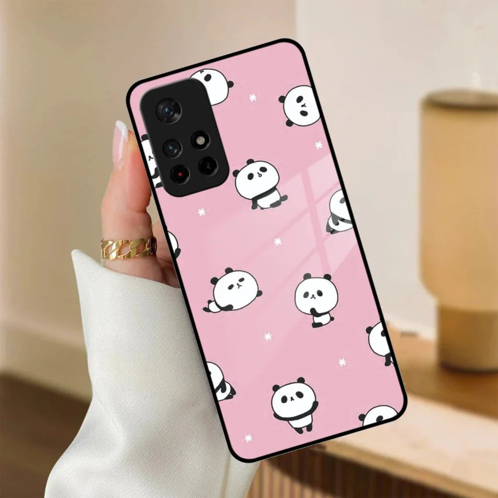 Cute Panda Pink Glass Case Cover For Poco - ShopOnCliQ