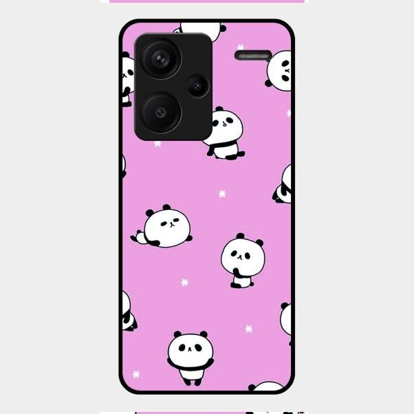 Cute Panda Pink Glass Case Cover For Redmi Note 13 Pro Plus 5G
