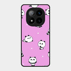 Cute Panda Pink Glass Case Cover For Redmi Note 14 Pro Plus 5G