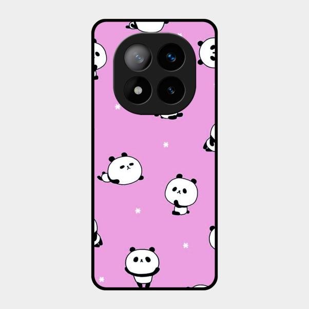 Cute Panda Pink Glass Case Cover For Redmi Note 14 Pro Plus 5G