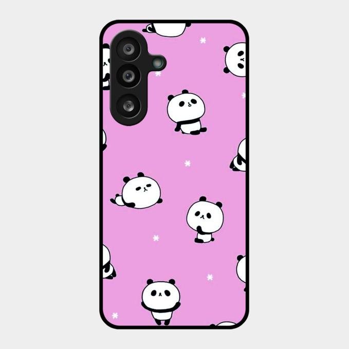 Cute Panda Pink Glass Case Cover For Samsung Galaxy F55 5G