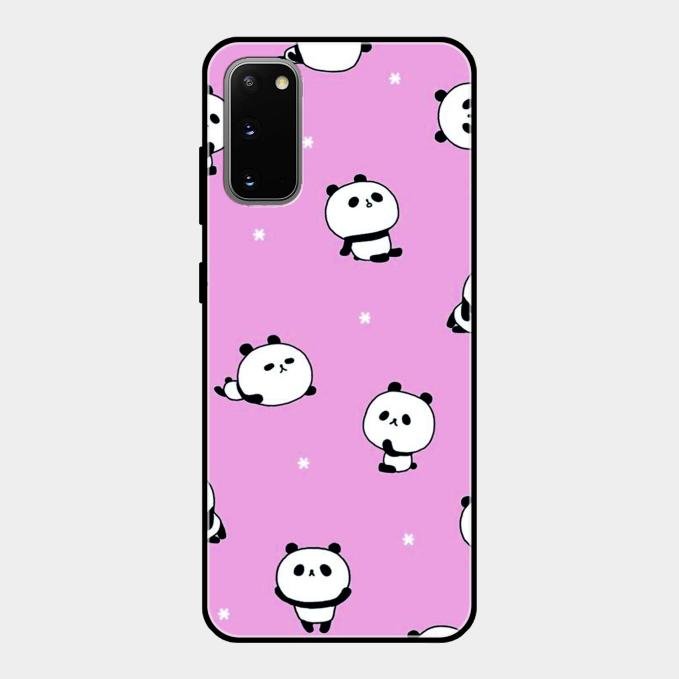 Cute Panda Pink Glass Case Cover For Samsung Galaxy S20