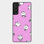 Cute Panda Pink Glass Case Cover For Samsung Galaxy S21 Plus