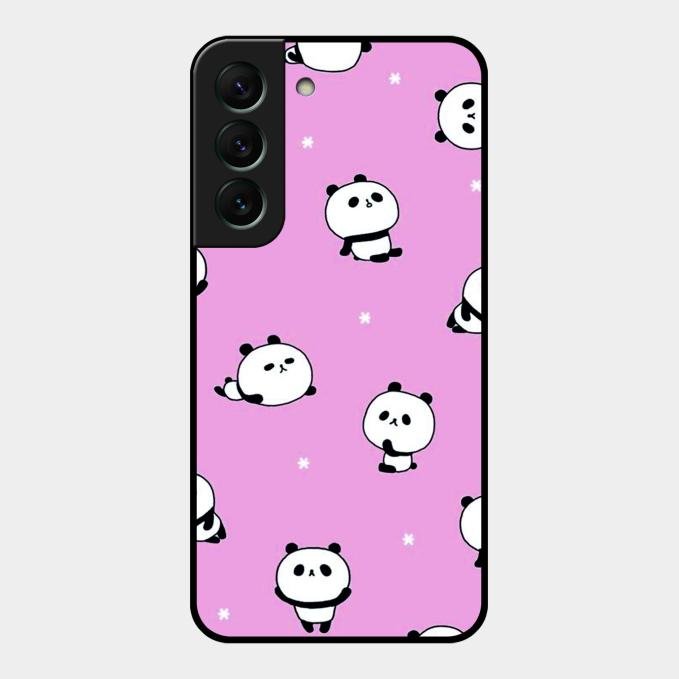 Cute Panda Pink Glass Case Cover For Samsung Galaxy S22 5G
