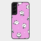 Cute Panda Pink Glass Case Cover For Samsung Galaxy S22 Plus 5G