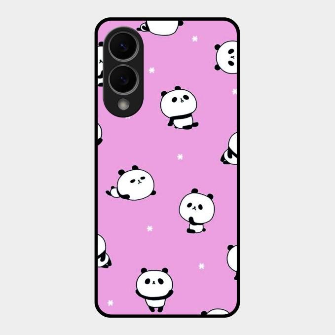 Cute Panda Pink Glass Case Cover For Samsung Galaxy S25 Edge 5G