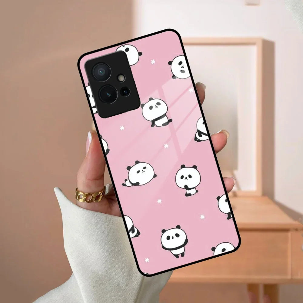Cute Panda Pink Glass Case Cover For Vivo - ShopOnCliQ