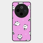 Cute Panda Pink Glass Case Cover For Vivo T4 5G