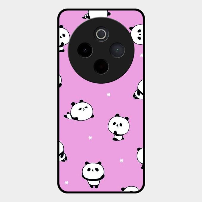 Cute Panda Pink Glass Case Cover For Vivo T4 5G