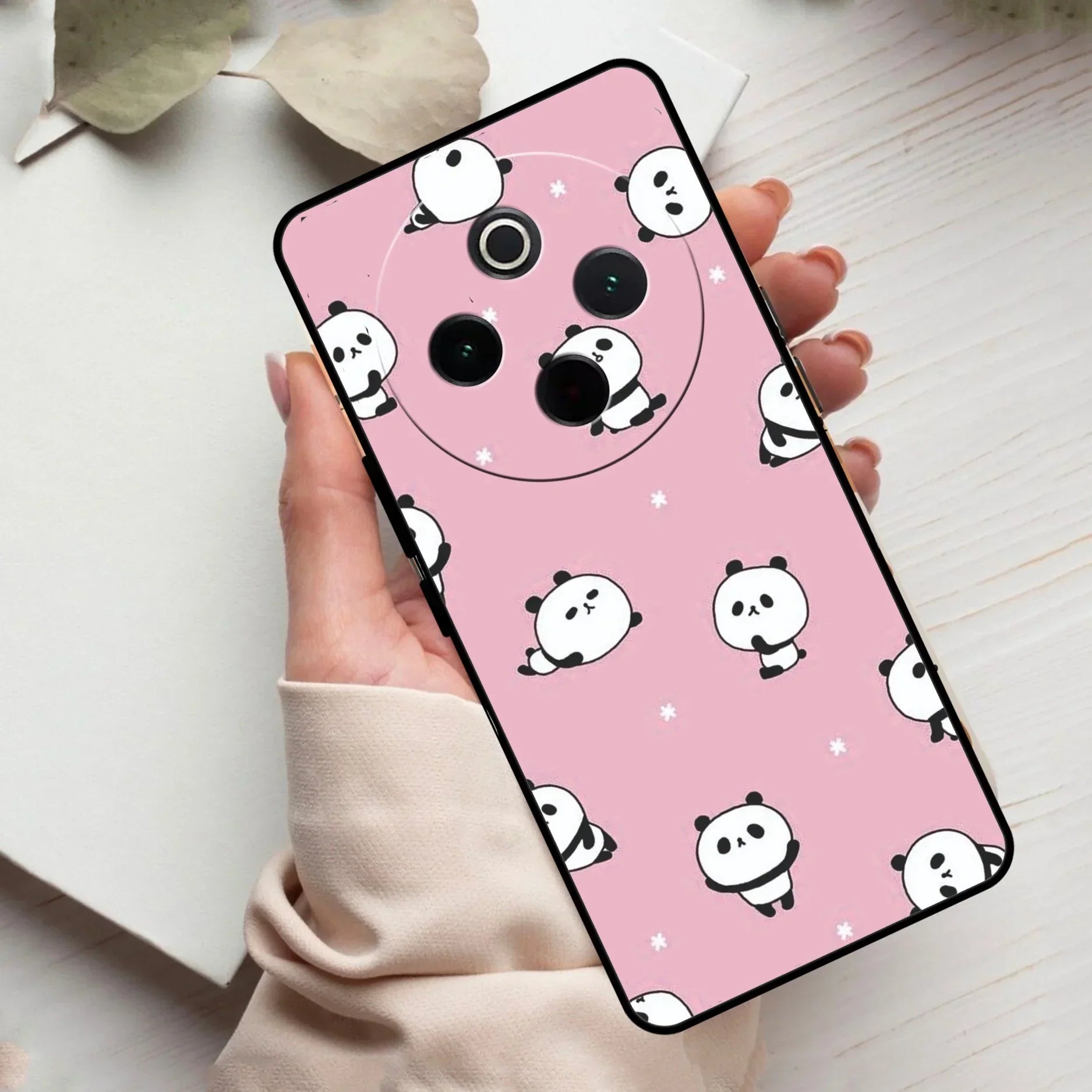 Cute Panda Pink Glass Case Cover For Vivo - ShopOnCliQ