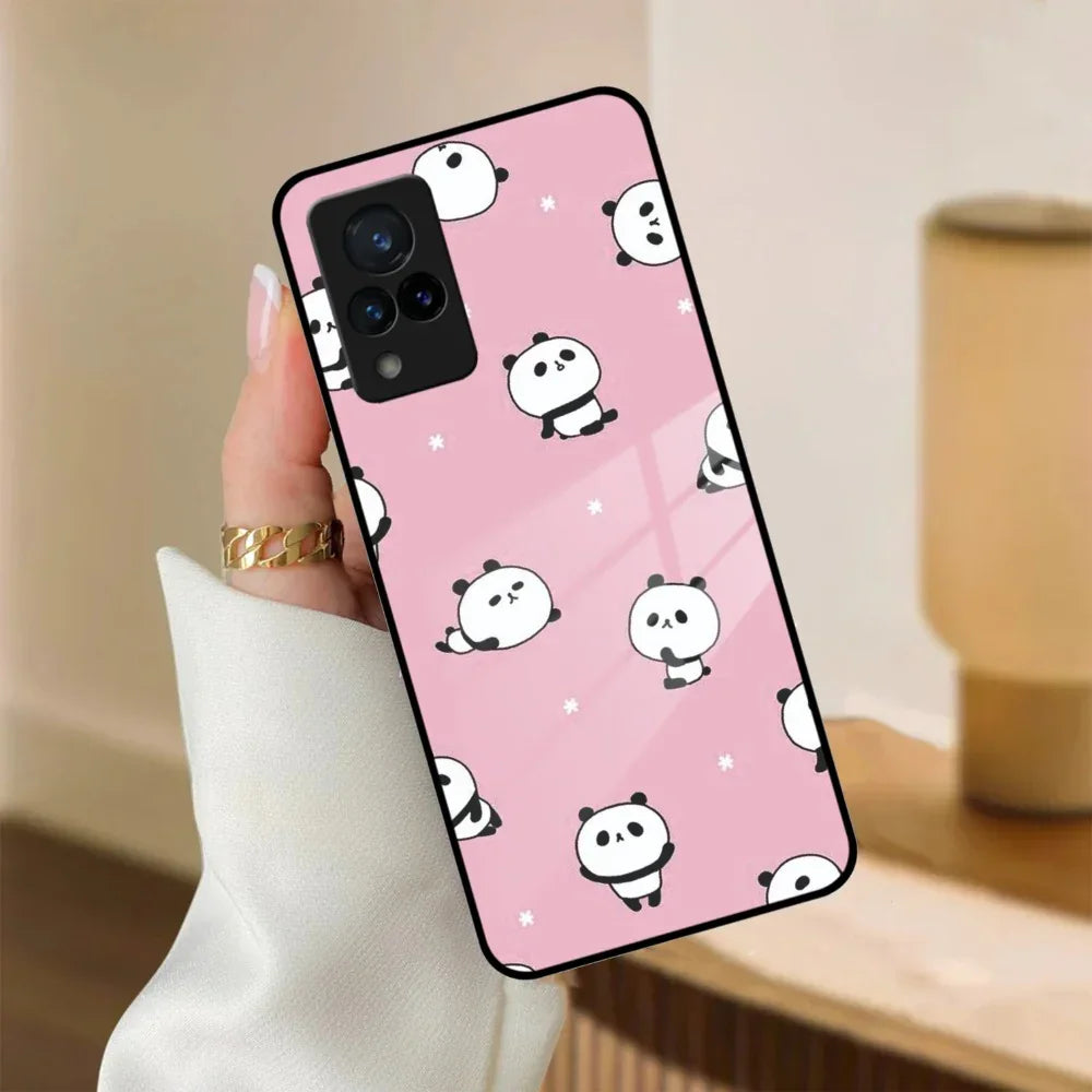 Cute Panda Pink Glass Case Cover For Vivo - ShopOnCliQ