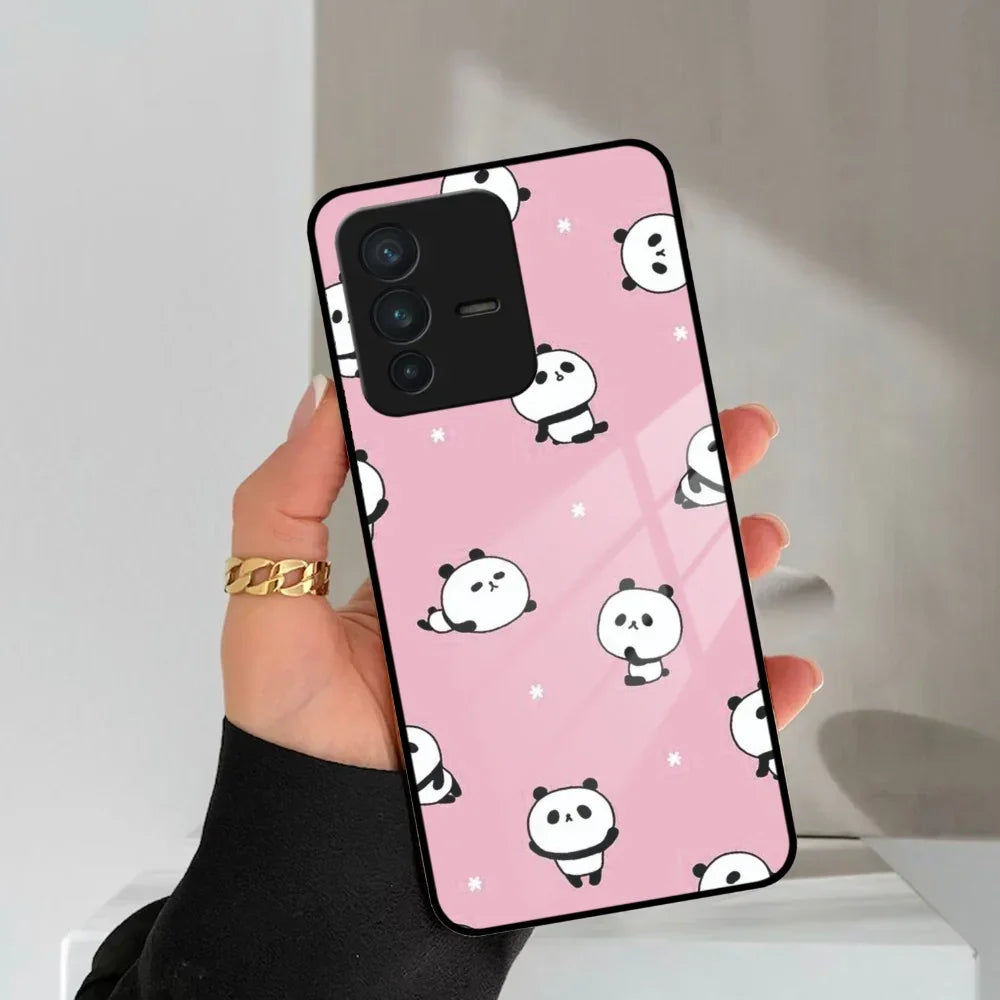 Cute Panda Pink Glass Case Cover For Vivo - ShopOnCliQ