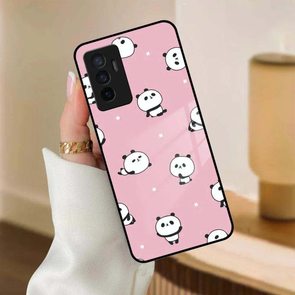 Cute Panda Pink Glass Case Cover For Vivo - ShopOnCliQ