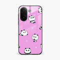 Cute Panda Pink Glass Case Cover For Vivo V60e 5G