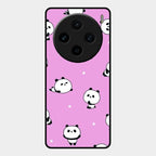 Cute Panda Pink Glass Case Cover For Vivo X100 5G