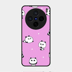 Cute Panda Pink Glass Case Cover For Vivo X200 5G