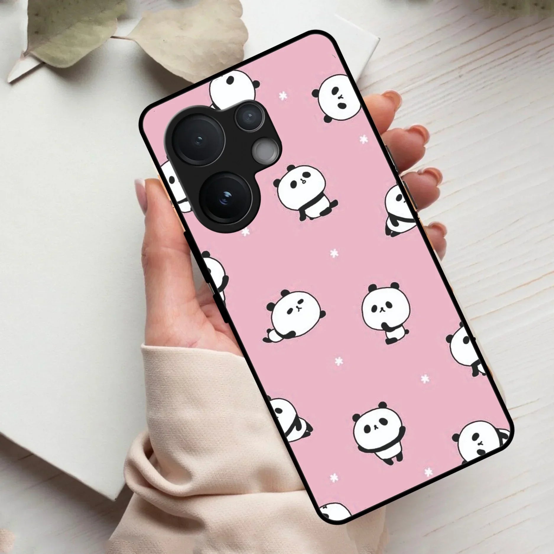 Cute Panda Pink Glass Case Cover For Vivo - ShopOnCliQ