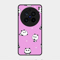Cute Panda Pink Glass Case Cover For Vivo X200 Pro 5G
