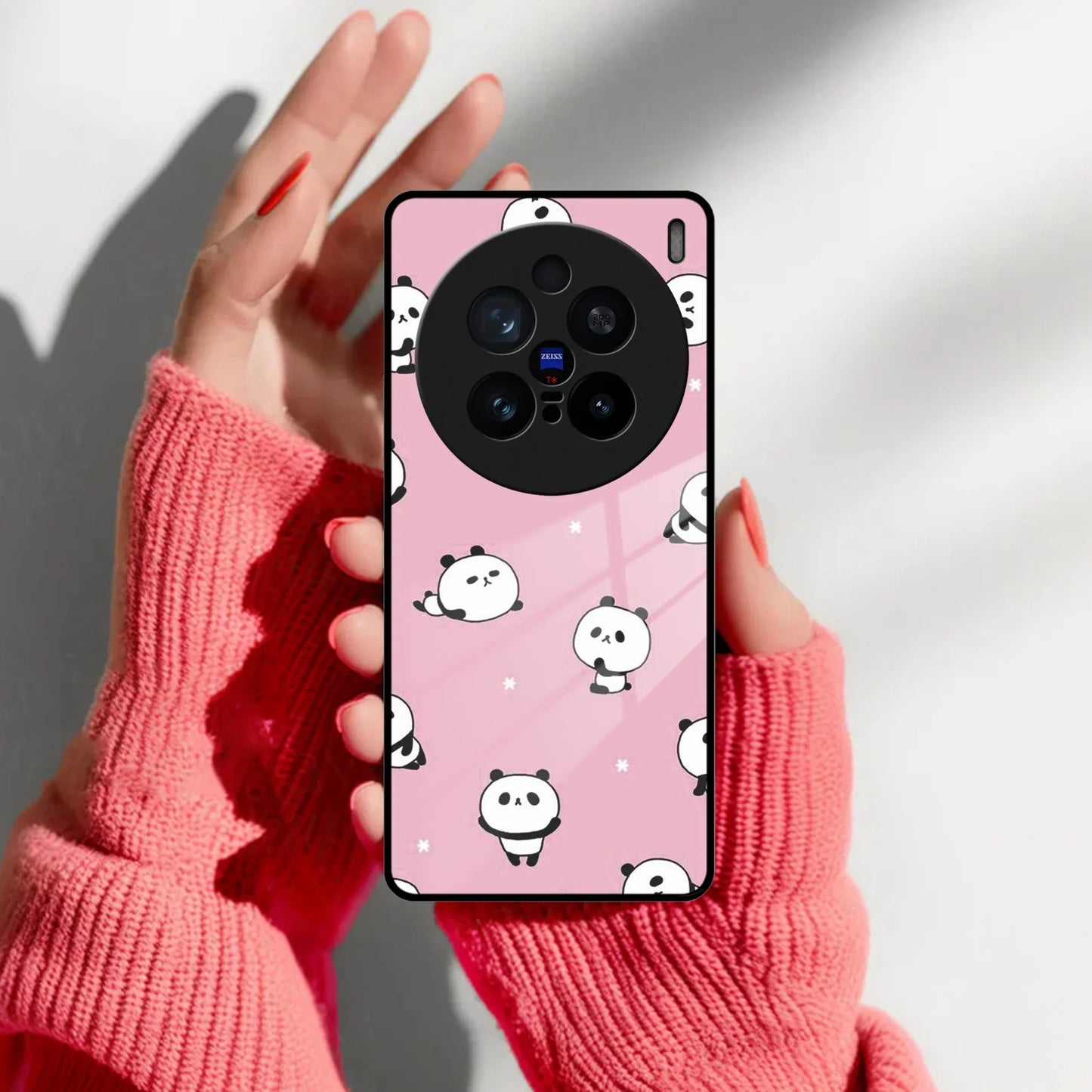Cute Panda Pink Glass Case Cover For Vivo - ShopOnCliQ