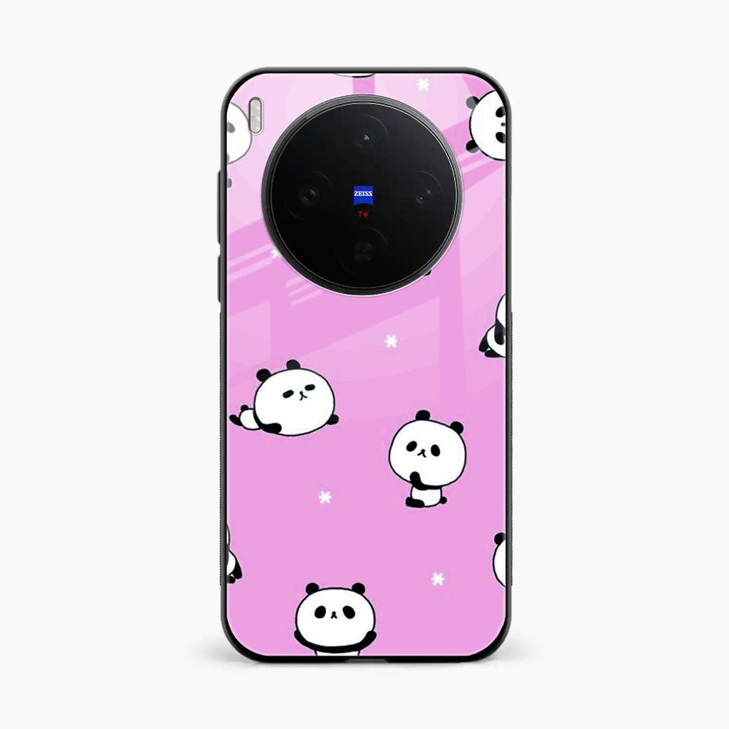 Cute Panda Pink Glass Case Cover For Vivo X300 5G