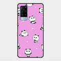 Cute Panda Pink Glass Case Cover For Vivo X60 5G