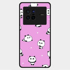 Cute Panda Pink Glass Case Cover For Vivo X80 5G