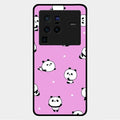 Cute Panda Pink Glass Case Cover For Vivo X80 Pro 5G