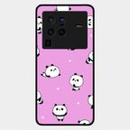 Cute Panda Pink Glass Case Cover For Vivo X80 Pro 5G
