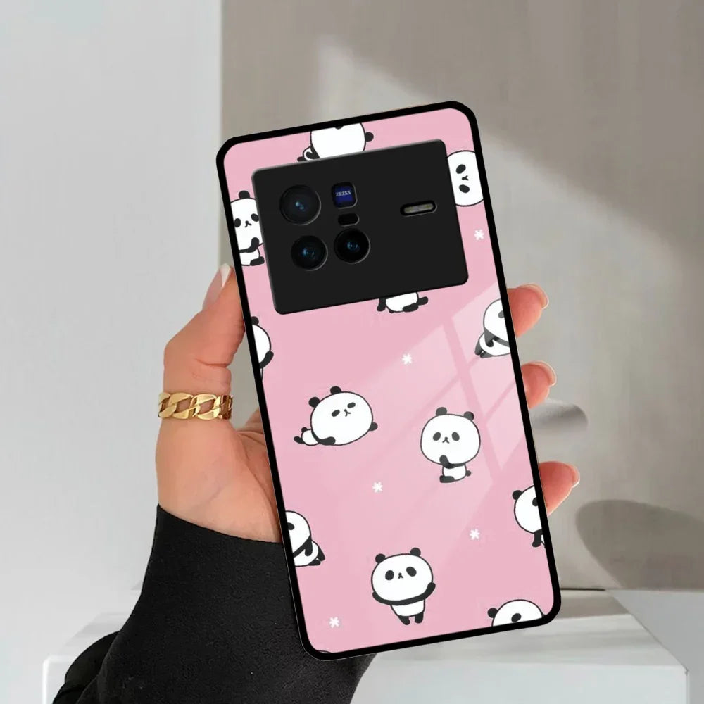 Cute Panda Pink Glass Case Cover For Vivo - ShopOnCliQ