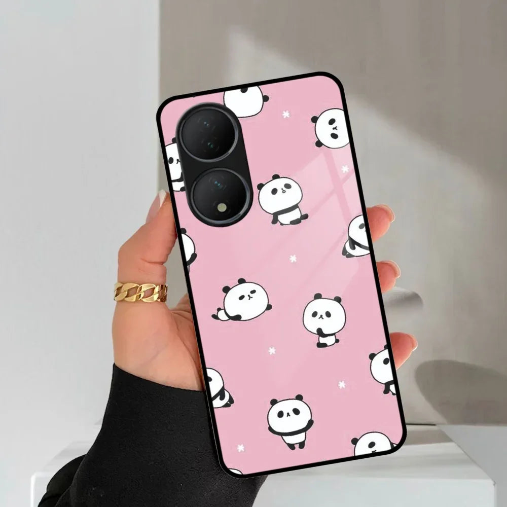 Cute Panda Pink Glass Case Cover For Vivo - ShopOnCliQ