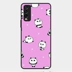 Cute Panda Pink Glass Case Cover For Vivo Y12G