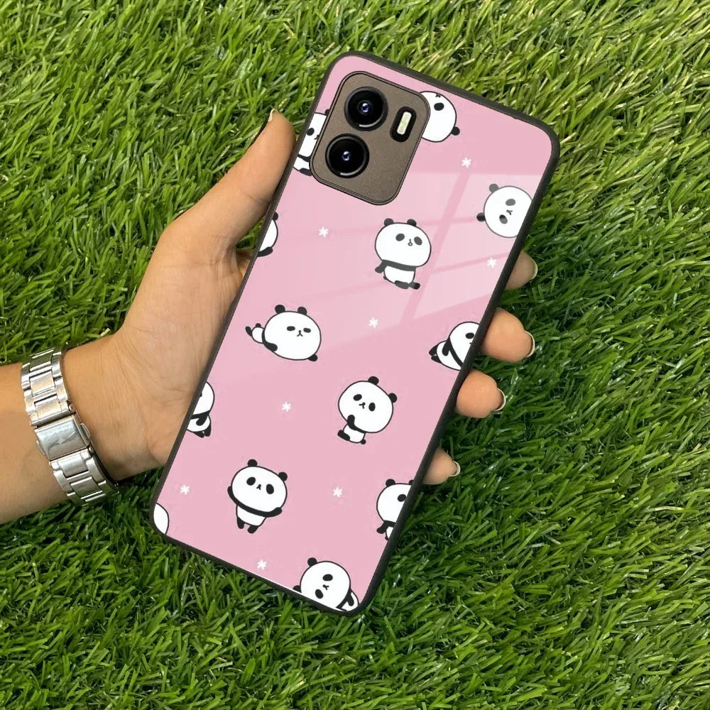 Cute Panda Pink Glass Case Cover For Vivo - ShopOnCliQ