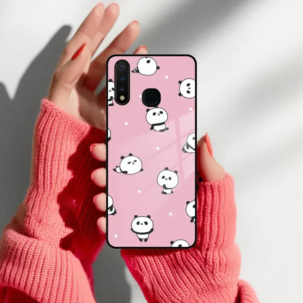 Cute Panda Pink Glass Case Cover For Vivo - ShopOnCliQ