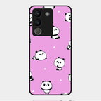 Cute Panda Pink Glass Case Cover For Vivo Y200 5G