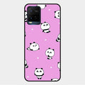 Cute Panda Pink Glass Case Cover For Vivo Y21A