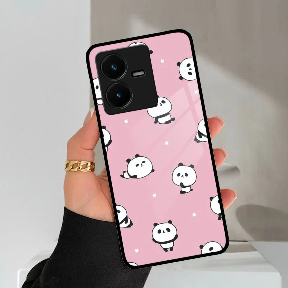 Cute Panda Pink Glass Case Cover For Vivo - ShopOnCliQ