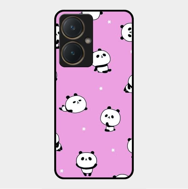 Cute Panda Pink Glass Case Cover For Vivo Y27
