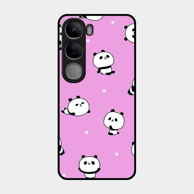 Cute Panda Pink Glass Case Cover For Vivo Y300 5G