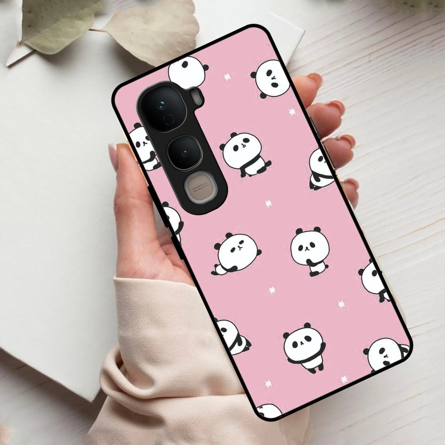 Cute Panda Pink Glass Case Cover For Vivo - ShopOnCliQ