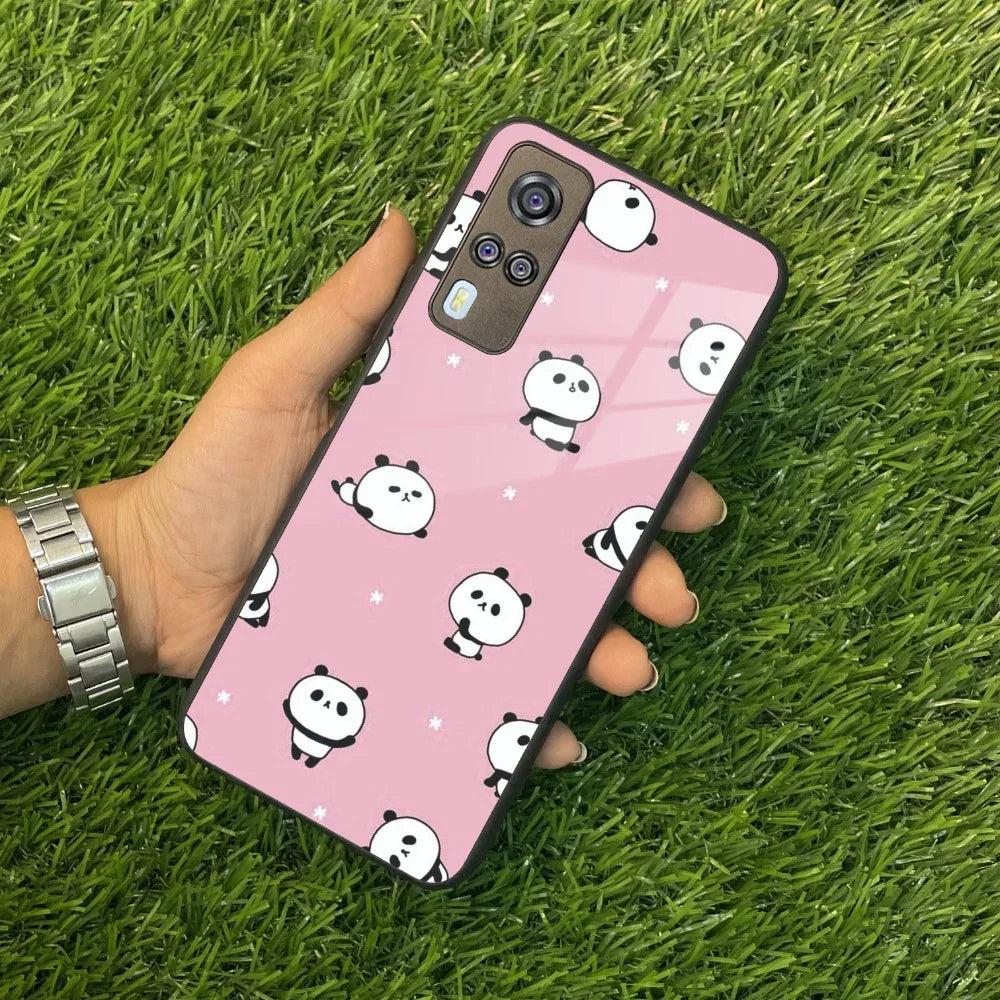 Cute Panda Pink Glass Case Cover For Vivo - ShopOnCliQ