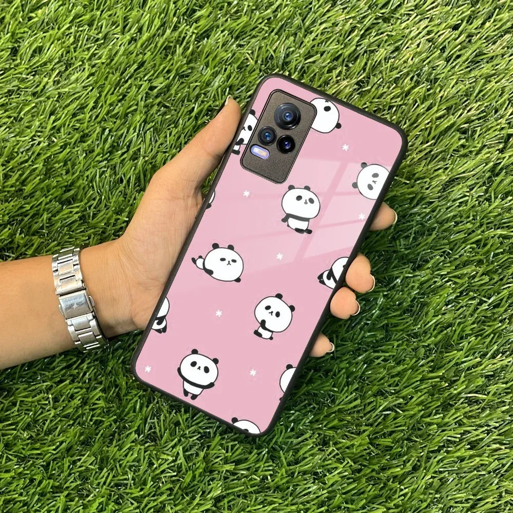 Cute Panda Pink Glass Case Cover For Vivo - ShopOnCliQ