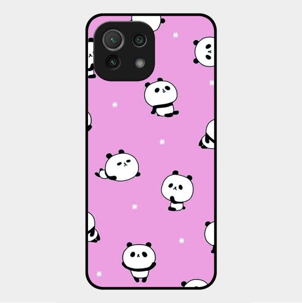 Cute Panda Pink Glass Case Cover For Xiaomi Mi 11 Lite