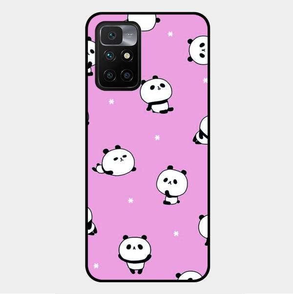 Cute Panda Pink Glass Case Cover For Xiaomi Redmi 10 Prime 2022