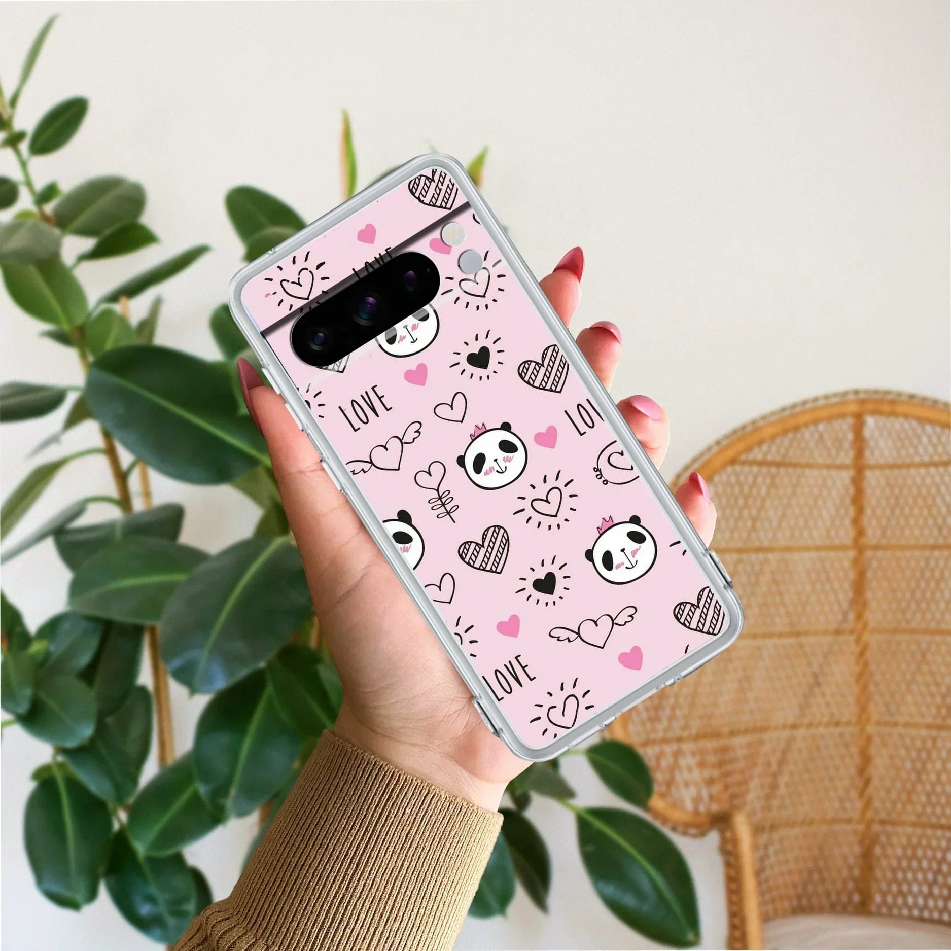 Cute Pink Panda Transparent Silicon Case For Google Pixel 8 Pro 5G