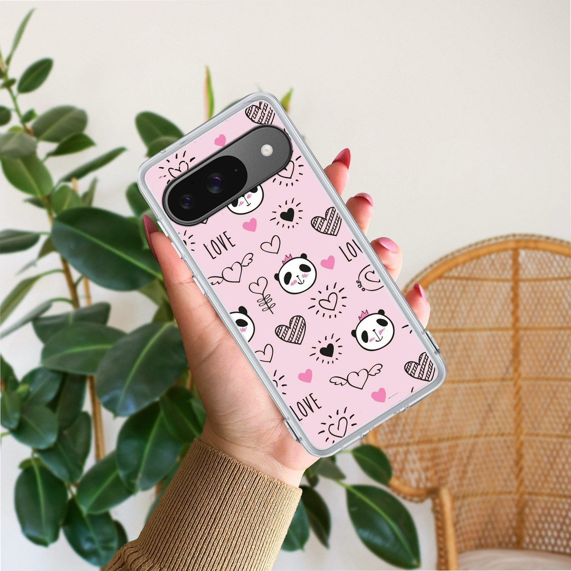 Cute Pink Panda Anti Yellow Case For Google Pixel 9
