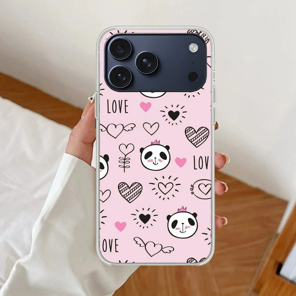 Cute Pink Panda Anti Yellow Clear Case For iPhone 17 Pro Max
