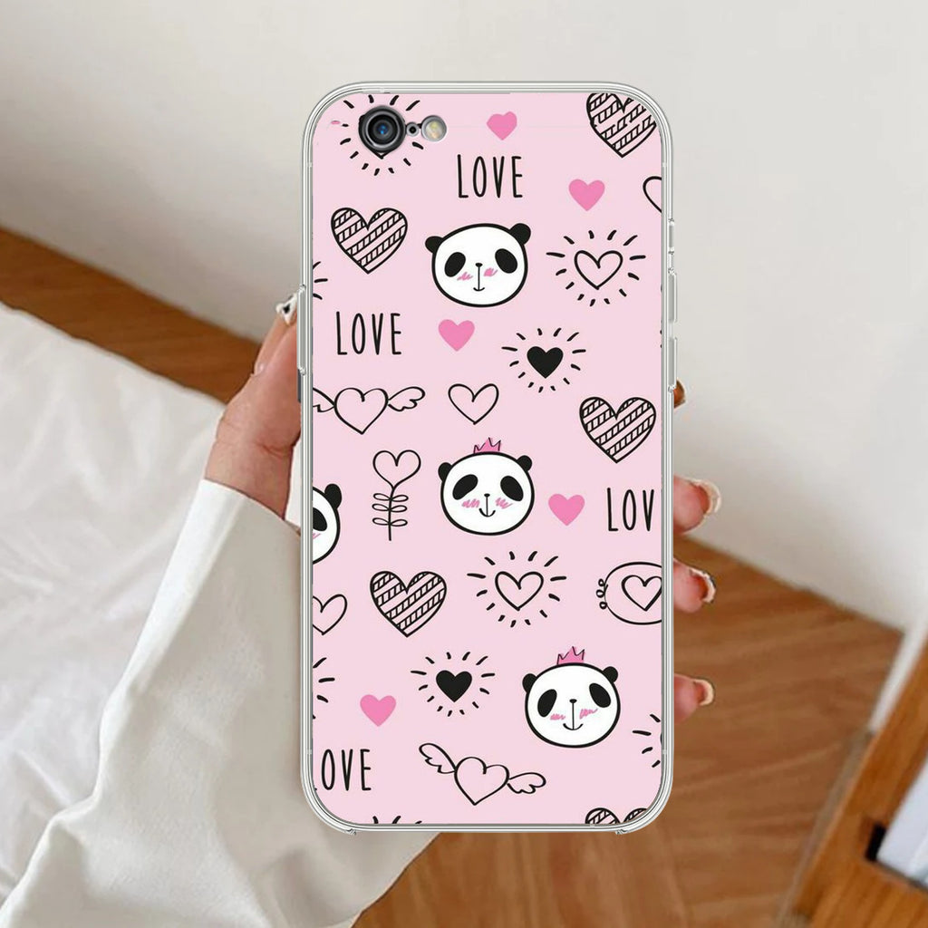 Cute Pink Panda Anti Yellow Clear Case For iPhone 7 / iPhone 8 / iPhone Se 2020