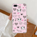 Cute Pink Panda Anti Yellow Clear Case For iPhone 7 Plus / iPhone 8 Plus